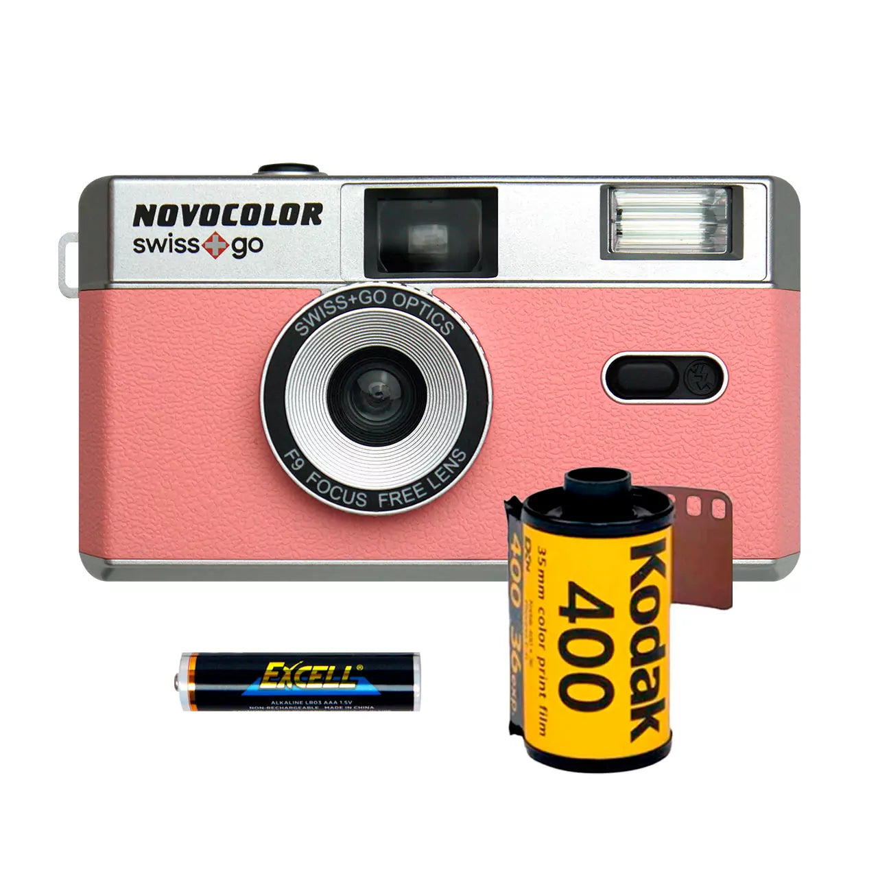 Swiss+Go Novocolor Cámara Analógica 35 mm con Flash  (Pack Completo)